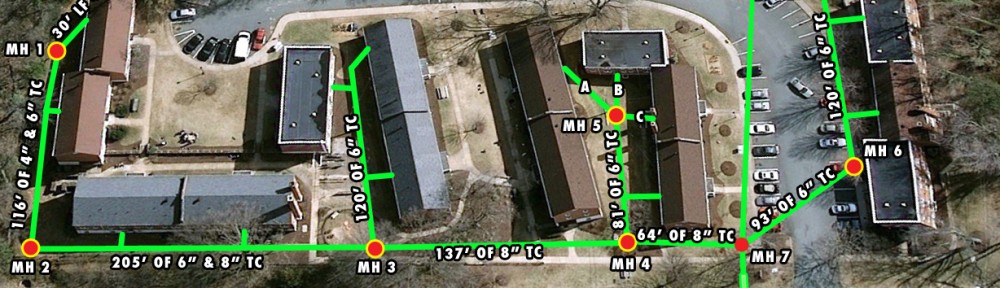 Pipe line diagram for UVA sewer repair project